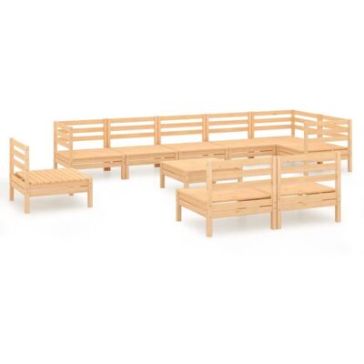 VidaXL Garden Lounge Set Wooden Outdoor Lounge Set 10 Piece Solid Pine VidaXL Garden Lounge Set Wooden Outdoor Lounge Set 10 Piece Solid Pine