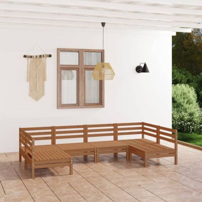 vidaXL Garden Lounge Set 6 Piece Honey Brown Solid Wood Pine - Garden Lounge Set vidaXL Garden Lounge Set 6 Piece Honey Brown Solid Wood Pine - Garden Lounge Set