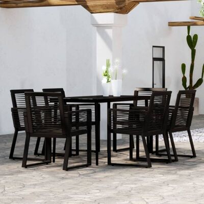 7 Piece Garden Dining Set Black Vidaxl 7 Piece Garden Dining Set Black Vidaxl