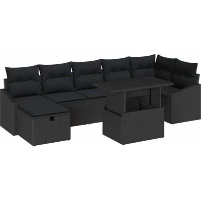 Generic - 8-piece Black Poly Rattan Outdoor Garden Furniture Set Generic - 8-piece Black Poly Rattan Outdoor Garden Furniture Set