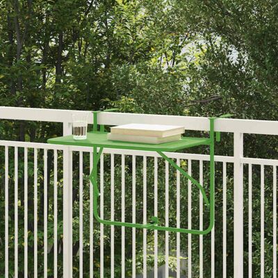 vidaXL Balcony Table Green Steel Foldable Outdoor Dining vidaXL Balcony Table Green Steel Foldable Outdoor Dining