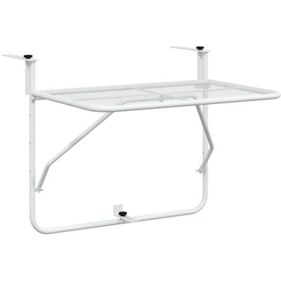 vidaXL White Steel Balcony Folding Table - Balcony Table vidaXL White Steel Balcony Folding Table - Balcony Table