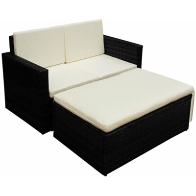 vidaXL Garden Sofa Set 7 Pieces Poly Rattan Black Outdoor Patio Furniture Seat - Garden Sofa Set vidaXL Garden Sofa Set 7 Pieces Poly Rattan Black Outdoor Patio Furniture Seat - Garden Sofa Set