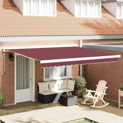 vidaXL Manual Retractable Awning Burgundy 400x300 cm - Retractable Awning vidaXL Manual Retractable Awning Burgundy 400x300 cm - Retractable Awning