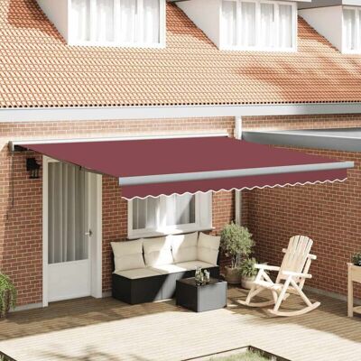 vidaXL Manual Burgundy Retractable Awning - Retractable Awning vidaXL Manual Burgundy Retractable Awning - Retractable Awning
