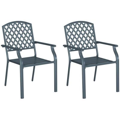 vidaXL Garden Chair Dark Grey Metal Stable Outdoor Lounge - Garden Chair vidaXL Garden Chair Dark Grey Metal Stable Outdoor Lounge - Garden Chair