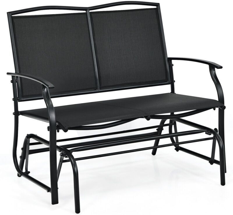 Costway - 2-Person Patio Swing Glider Bench Outdoor Glider Loveseat Heavy-Duty Steel Frame