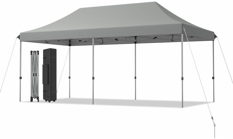 Costway - 3 x 6m Folding Tent Canopy Adjustable Height Shelter Outdoor Wheeled Storage Bag
