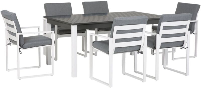 BELIANI 7 Piece Garden Dining Set Aluminium Extending Tabletop All-Weather Pancole