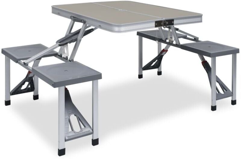 Vidaxl - Folding Camping Table with 4 Seats Steel Aluminium