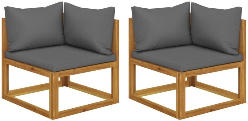 Vidaxl - Sectional Corner Sofas 2 pcs with Cushions Solid Wood Acacia