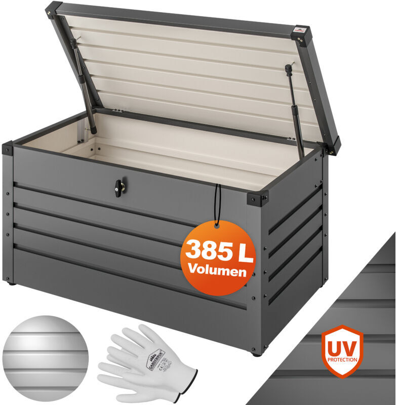 Gardebruk - Storage Box Garden Metal 385L Lockable Gas Lift Lid Chest Tool 120x62x63cm Container Outdoor Patio Balcony Anthracite Secure Waterproof