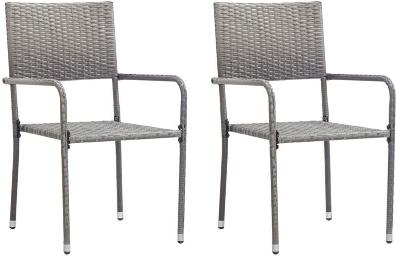 Vidaxl - Garden Dining Chairs 2 pcs Stackable Grey Poly Rattan