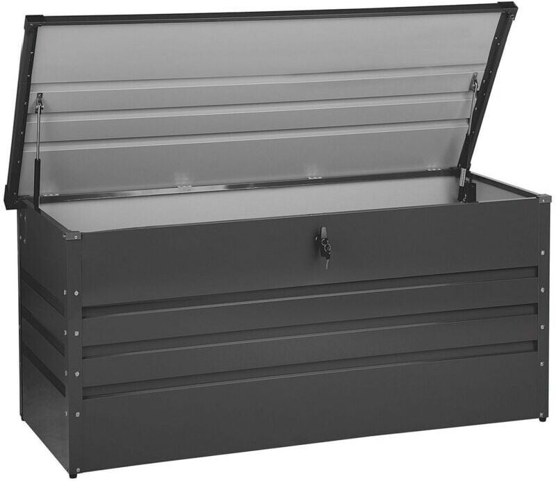 Beliani - Garden Storage Box Dark Grey Steel Lockable Lid 400L Cebrosa