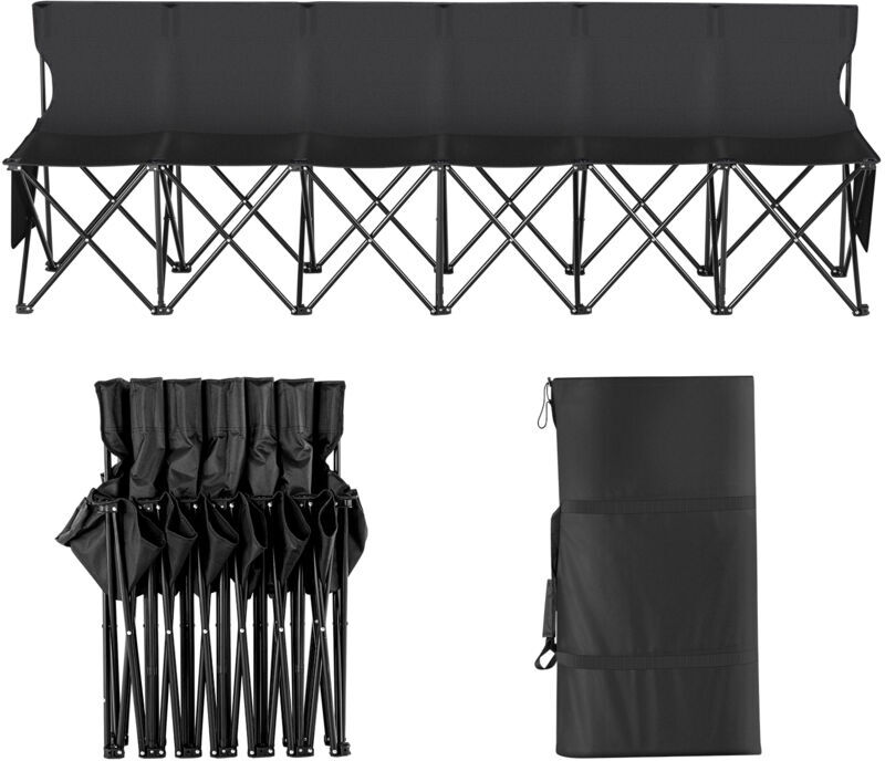 Mophorn - Portable Folding Bench, 6 Seats Foldable Sideline Bench, Outdoor Camping Bench Chair with Carry Bag & Backrest, Team Sport Sideline Bench