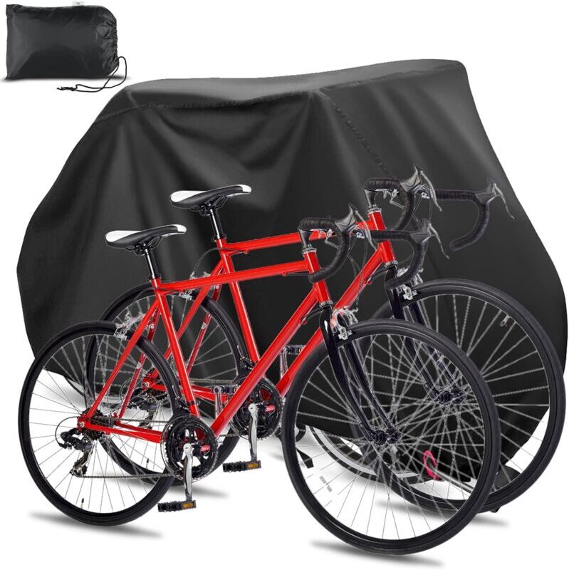 AIPERQ Onlyesh Outdoor Bike Cover, 210D Oxford Outdoor Bike Cover, Protection for 2 Bikes, Outdoor Bike Cover with Hole Lock and Storage Bag, for MTB and