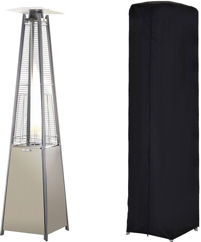 Outsunny - 10.5KW Patio Gas Heater Outdoor Pyramid Propanes Heater w/ Cover