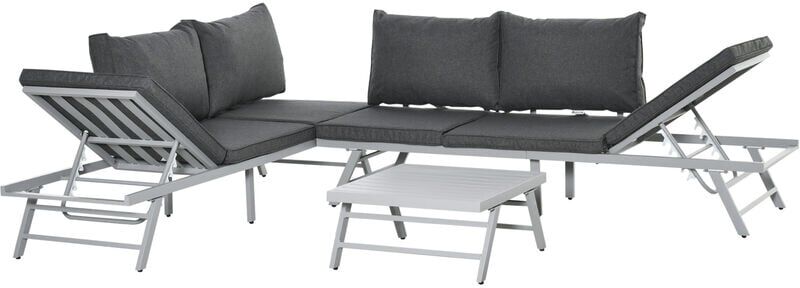 Outsunny - 3 Pcs Garden Seating Set w/ Sofa Lounge Table Outdoor Patio Furniture