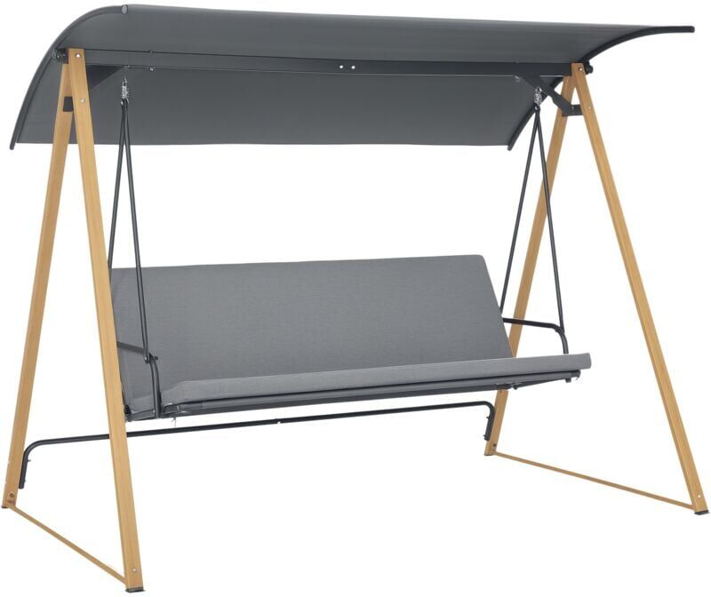 Outsunny - 3 Seater Garden Swing Bench with Adjustable Canopy and Cushioned Seat