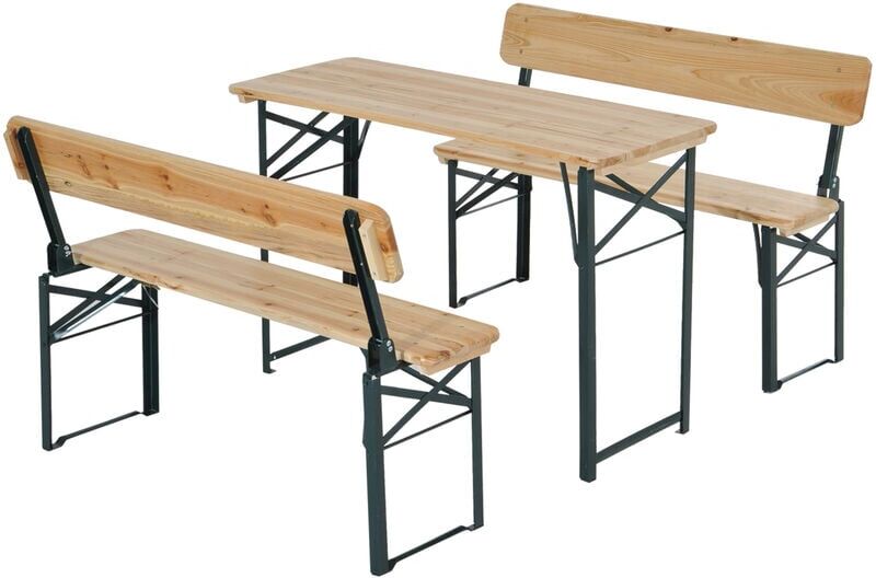Outsunny 3PC Wooden Garden Picnic Set Patio Dining Table Bench Chair Party