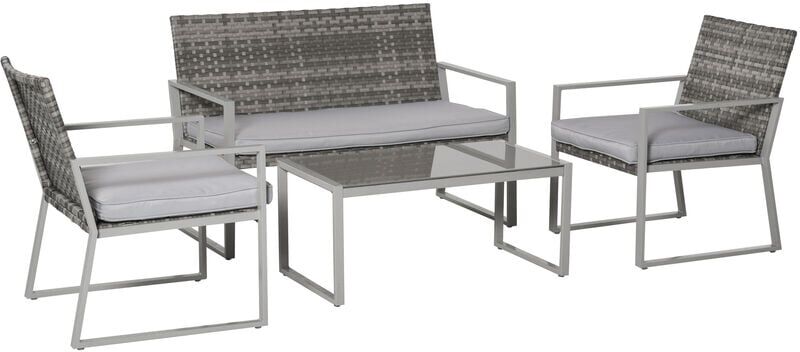 Outsunny - 4PCS Outdoor Patio pe Rattan Wicker Sofa Chaise Lounge Furniture Set
