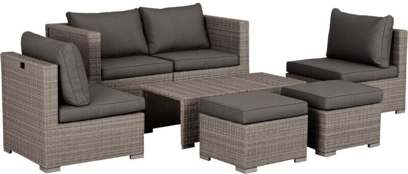 8pc Outdoor Patio Furniture Set Weather Wicker Rattan Sofa Chair Grey - Outsunny