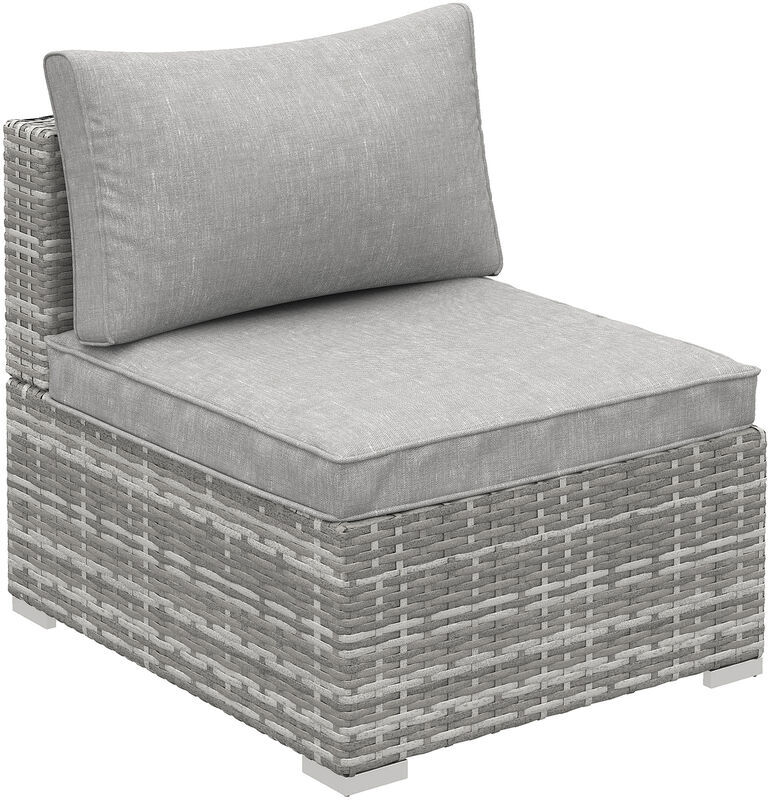 Outdoor Garden Furniture Rattan Single Middle Sofa w/ Cushions Grey - Outsunny