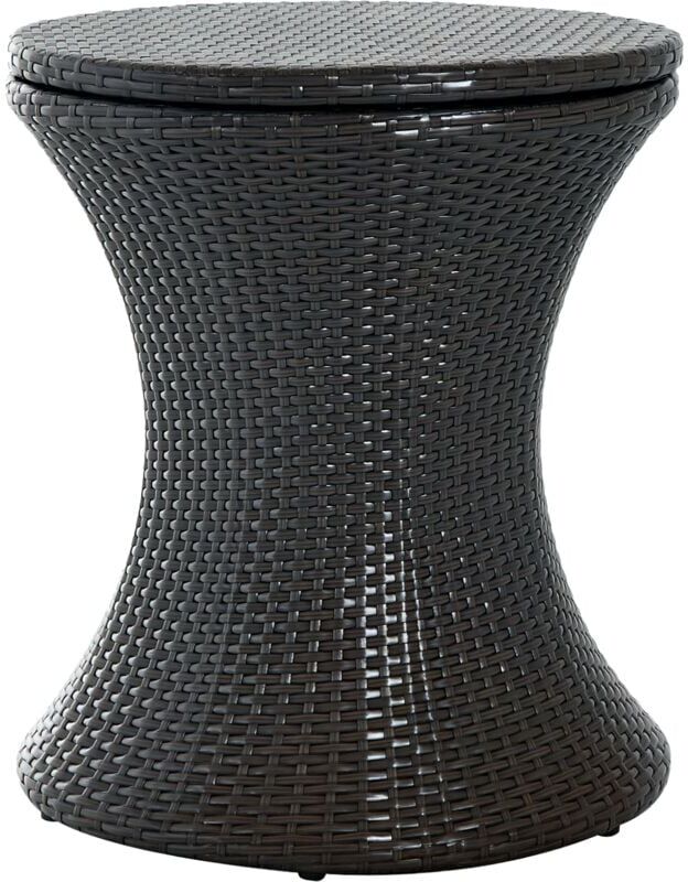 Outsunny - Rattan Ice Bucket Activity Bar Cooler Table Brown Outdoor Patio