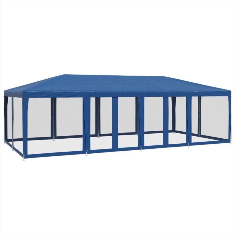 Vidaxl - Party Tent with 12 Mesh Sidewalls Blue 8x4 m hdpe