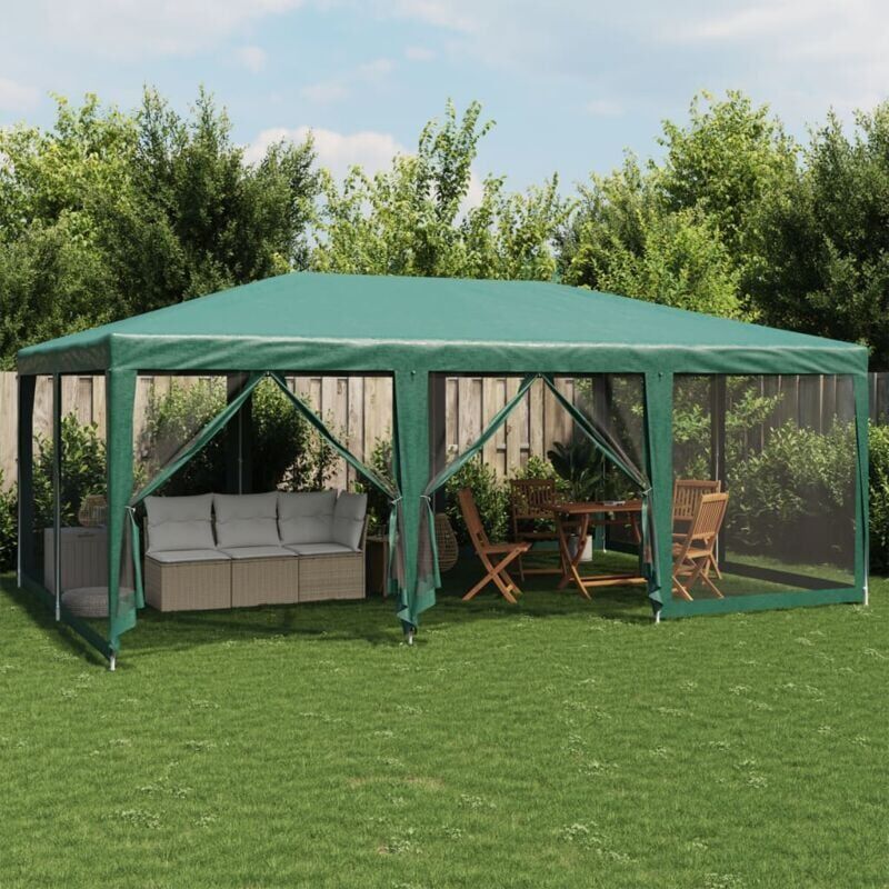 Bonnevie - Party Tent,Family Tent,Camping tent with 10 Mesh Sidewalls Green 6x4 m hdpe VSVS539365