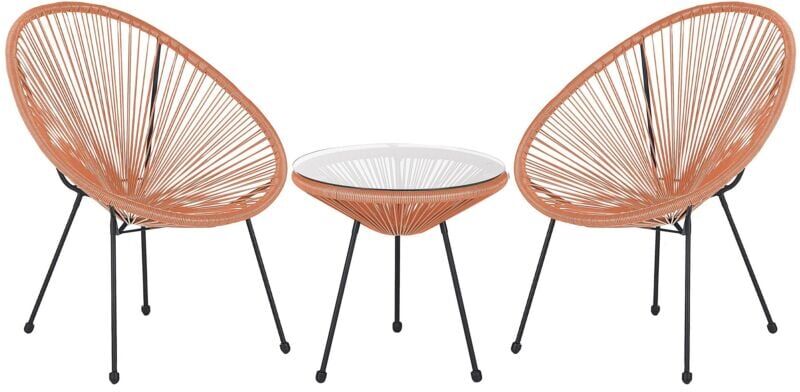 Beliani - Mid Century Modern Garden Bistro Set Table and Chairs 3 Piece Orange Acapulco ii