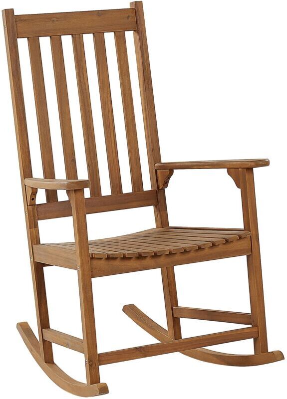 Beliani - Rustic Lounge Rocking Chair Light Wood Acacia Indoor Outdoor Bojano