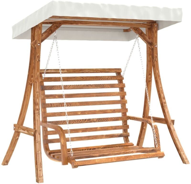 Vidaxl - Swing Bench with Canopy Solid Wood Spruce with Teak Finish