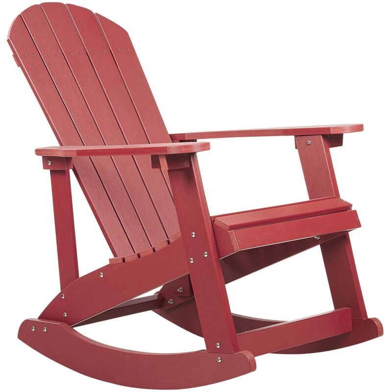 Beliani - Traditional Garden Lounge Rocking Chair Slatted Design Indoor Outdoor Red Adirondack