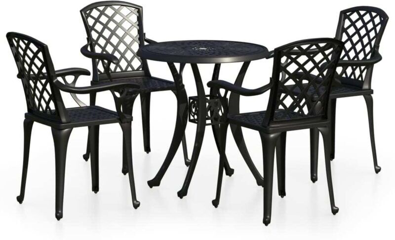 5 Piece Bistro Set Cast Aluminium Black Vidaxl