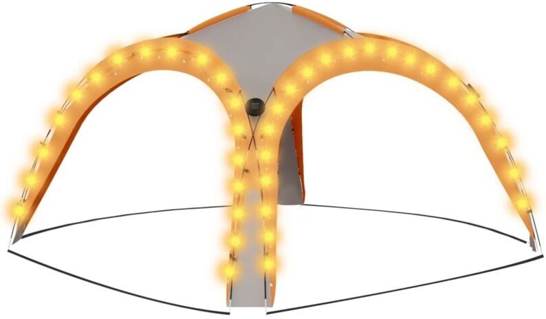 Vidaxl - Party Tent with led and 4 Sidewalls 3.6x3.6x2.3 m Grey&Orange