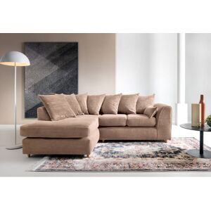 ABAKUS DIRECT Porto Jumbo Cord Corner Sofa, Full Chenille Cord Fabric in Brown - Left - color Brown - Brown