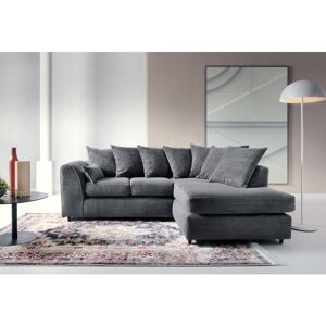 ABAKUS DIRECT Porto Jumbo Cord Corner Sofa, Full Chenille Cord Fabric in Grey - Right - color Grey - Grey