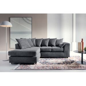 ABAKUS DIRECT Porto Jumbo Cord Corner Sofa, Full Chenille Cord Fabric in Grey - Left - color Grey - Grey