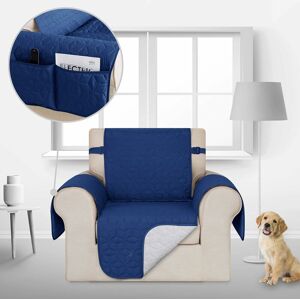 1 Seater Sofa Cover for Living Room Quilted Sofa Throw Sofa Protector 54x190cm Blue - Rhafayre