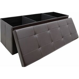 Dunedesign 110cm Foldable Ottoman Storage Box - 120L Faux Leather Sofa Stool - Storage Box - braun