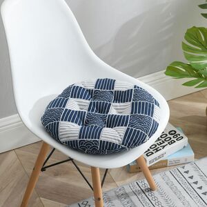 LANGRAY 15.8x15.8 inch Round Seat Cushion, Indoor Outdoor Sofa Chair Cushion Cushion, Blue and White Window Pattern