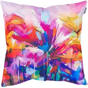 Bean Bag Bazaar - 2 Pack Outdoor Cushion -43cm x 43cm - Pink Oil Paint, Ready Fibre Filled, Water Resistant - Decorative Scatter Cushions for Garden