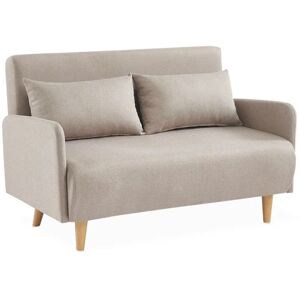 SWEEEK Sleeper, 2-Seater convertible sofa with wooden legs, L130xl81xH82cm, beige - Beige