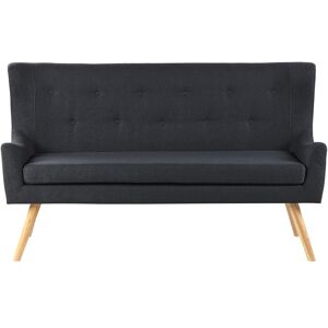 Beliani - Fabric 2-Seater Kitchen Wingback Sofa Black Polyester Light Wood Legs Bench Skibby - Black