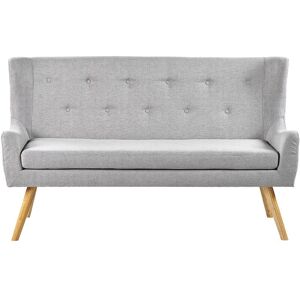 Beliani - Fabric 2-Seater Kitchen Wingback Sofa Grey Polyester Light Wood Legs Bench Skibby - Grey