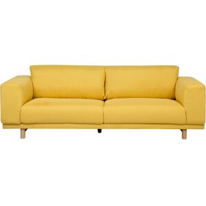 BELIANI Modern Fabric 3 Seater Sofa Retro Style Wide Armrests Yellow Nivala - Yellow