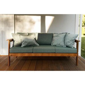 IMPACT FURNITURE 3-Seater Garden Sofa Outdoor Sofa Green Cushions Wooden Garden Furniture - Cozy - Forest Brown Frame/Sage Green