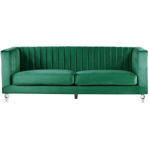 BELIANI Modern Velvet Fabric Sofa 3 Seater Tuxedo Panel Tufted Green Arvika - Green