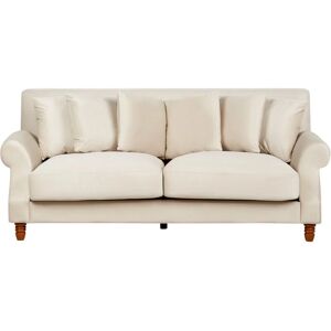 BELIANI Living Room 3 Seater Sofa Couch Vintage Velvet Off-White Eike - White